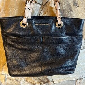 Micheal Kors vintage Black butter soft Leather Tote Bag with gold colour details